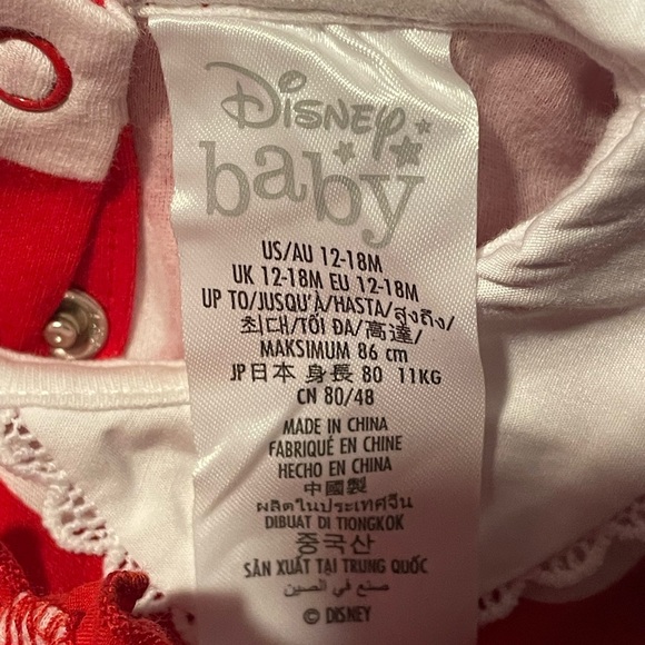 NEW Walt Disney Parks Short Sleeve Snap Costume Dress w/ Bow - Minnie Sz 12-18mo - Picture 4 of 5